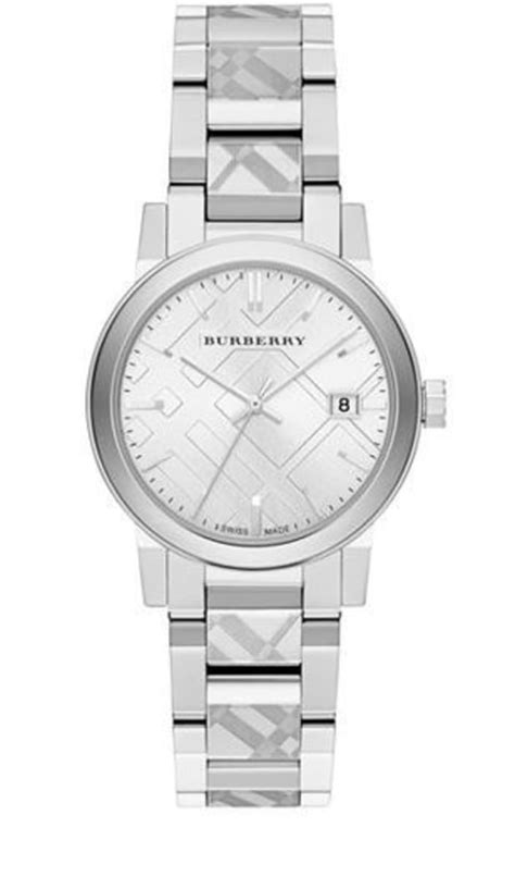 Stainless Steel Burberry Checked Trademark Women's Watch 